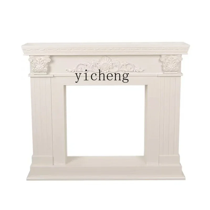 Zc Carved Fireplace Curio Cabinet Wall Entrance Shelf Vintage Distressed Storage Photography Props