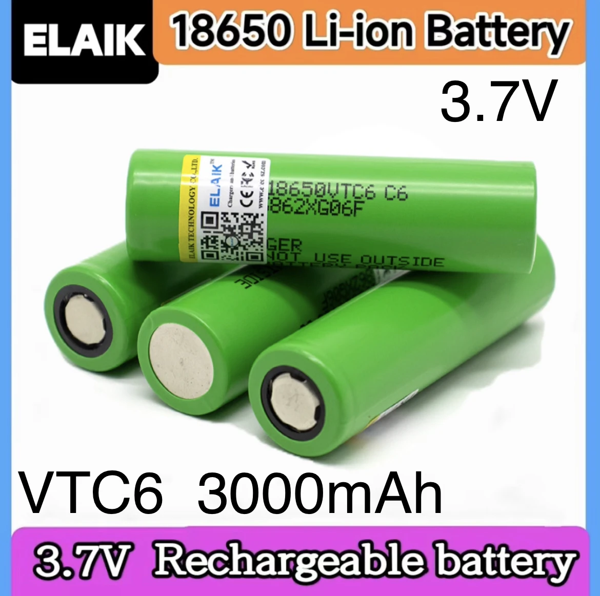 ELAIK 12 шт. VTC6 3,7 в 3000 мАч литий-ионная батарея 18650 35A разряд 18650VTC6 игрушечный фонарик электроинструменты