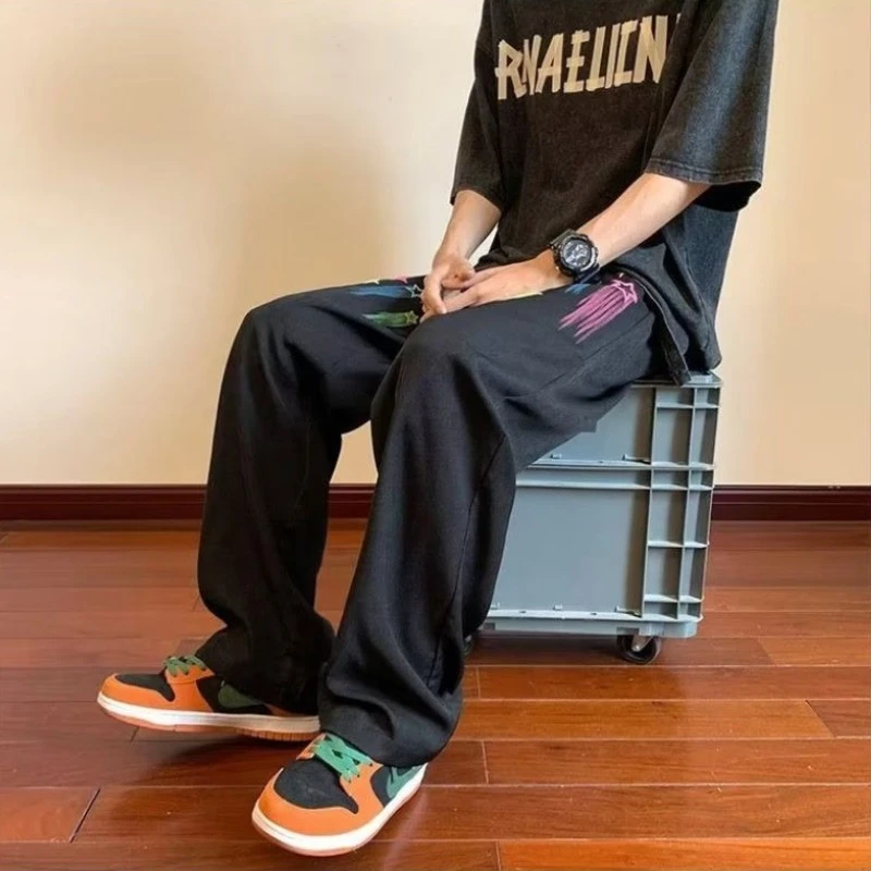 

Long Trousers Elastic Waist Oversize Male Sports Pants Cotton Deals Cool Fashion Autumn Winter Trend Casual Y2k Men's Sweatpants