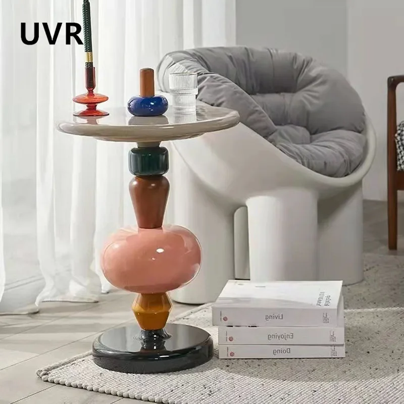 UVR Living Room Tea Table Sofa Side Corner Table Colorful Small Round Table Creative Bedroom Nightstand Small Side Table