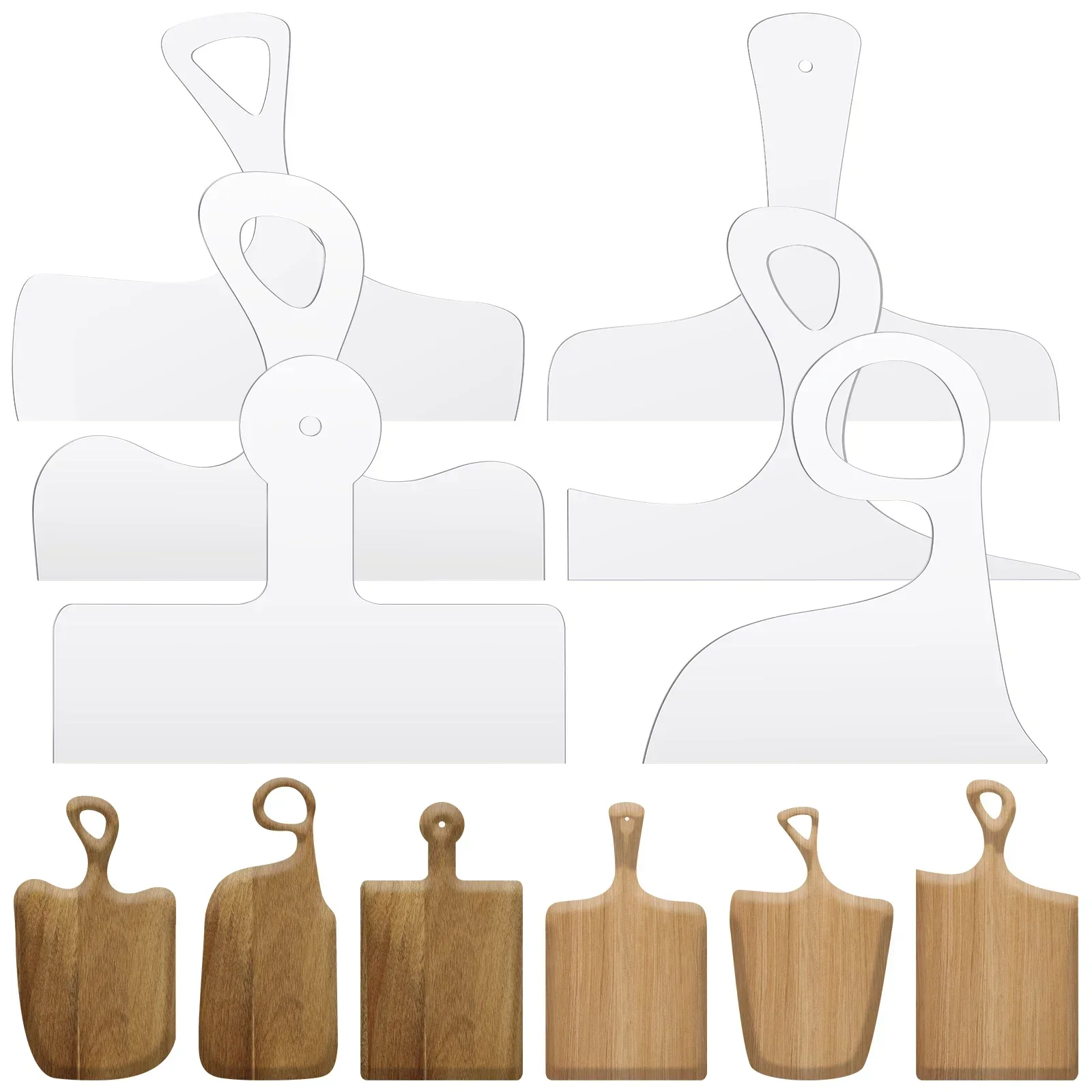 

6Pcs Cutting Board Handle Template Set Acrylic Charcuterie Board Handle Router Template Clear Cutting Board Router Template
