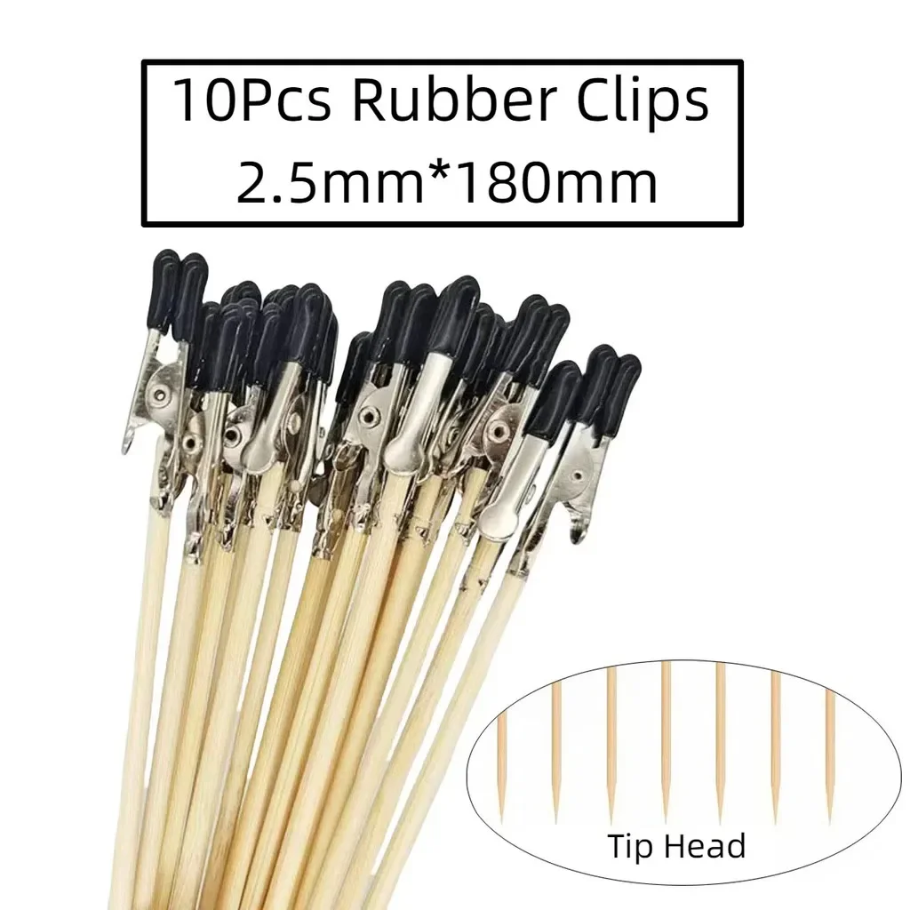 10Pcs Wood Alligator Metal Clip for Gundam Painting Tool 2.5mm 2mm Soft Rubber Clips Painting Stick Airbrush Modeling Tool