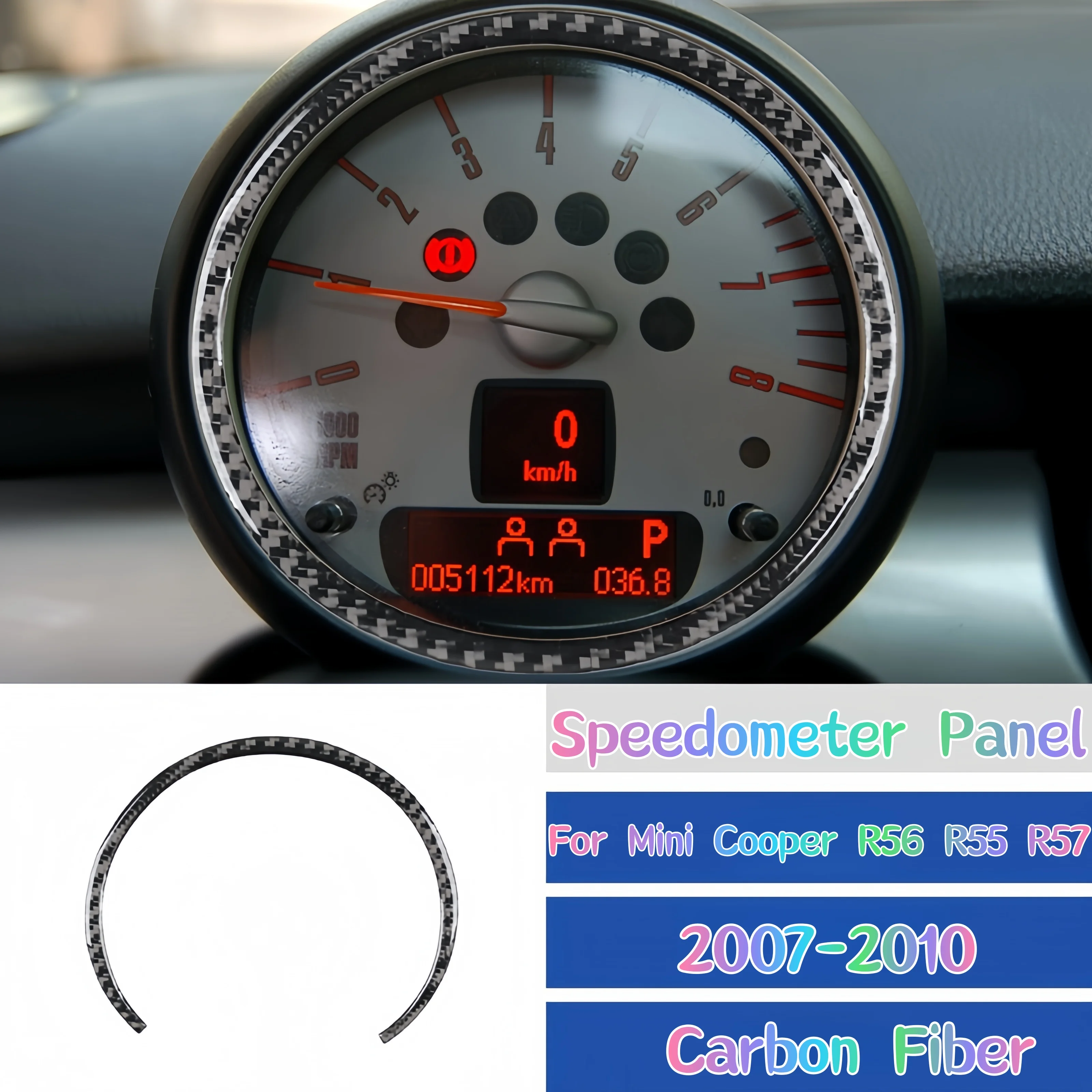 

For Mini Cooper R56 R55 R57 07-10 Car Accessories Carbon Fiber Auto Center Console Speedomet Panel Decorative Cover Trim Sticker