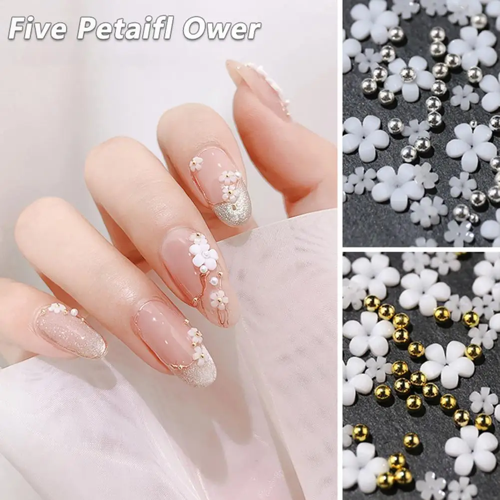 

1 Box 3D Acrylic Flower Nail Parts Decoration Steel Beads Charms Kawaii Nail Supplies ネイルパーツ uñas accesorios y herramientas