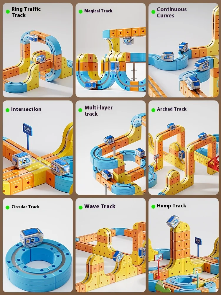 Coche magnético STEM Racing Car Rail Track Set Montessori tren motorizado y laberinto de gravedad juguete para niños regalo de Navidad
