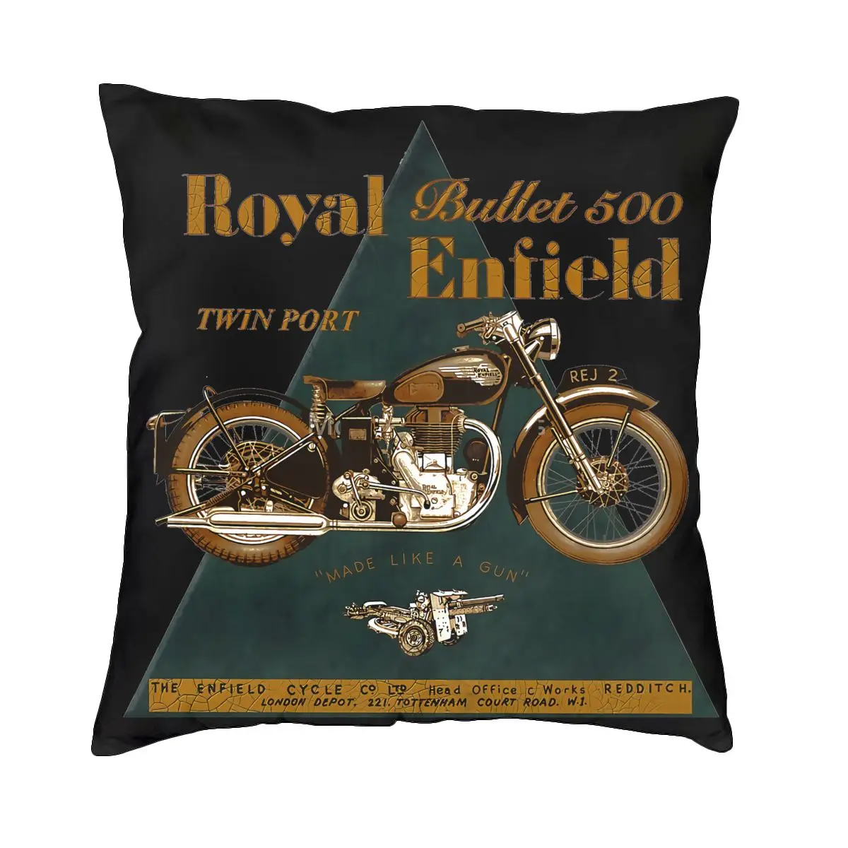 Silky The Legendary Royal Enfield Bullet 500 Motorcycle Pillowcase Throw Pillow Cover Fashion Home Decor Skin-Friendly