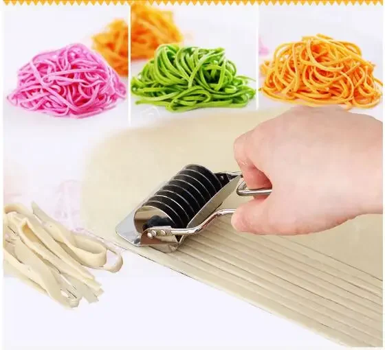 DIY Noodle Lattice Roller Docker Dough Rolling Knife Cutter Pasta Spaghetti Maker Manual Fresh Noodle Press Kitchen Gadgets Tool