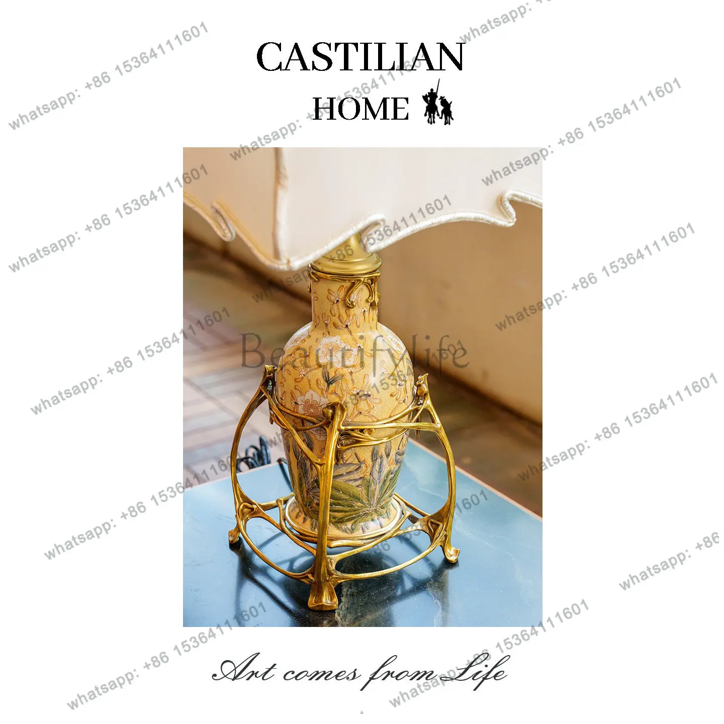 HOT French retro ceramic table lamp European light luxury high-end atmosphere art lamp 55039