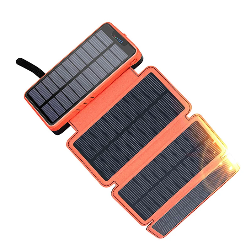 

Solar Power Bank 20000mAh with 4 Solar Panel LED Camping Light Portable Charger Powerbank for iPhone 15 Samsung Xiaomi Poverbank