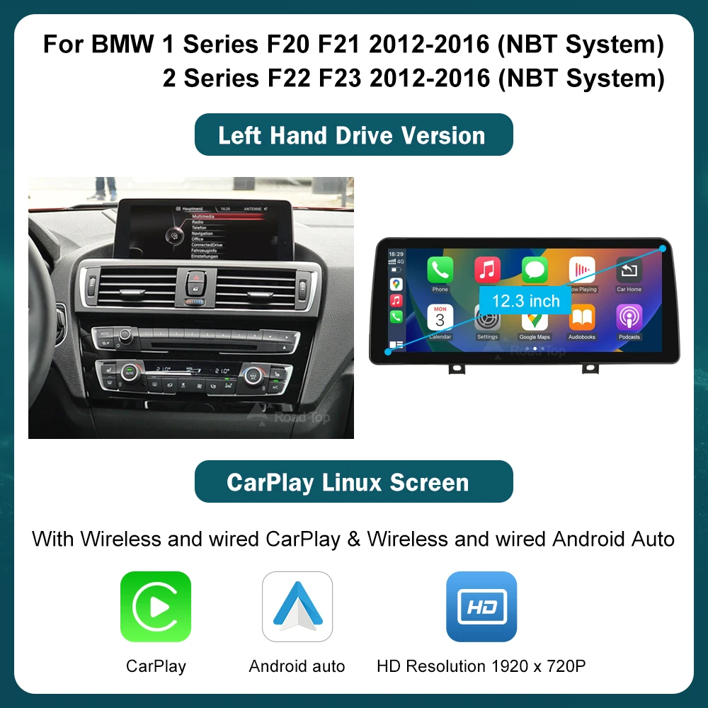10.25 '12.3' Draadloze CarPlay Android Auto Multimedia Scherm Voor BMW 1 2 3 4 Serie F20 F21 F22 f30 F31 F32 F33