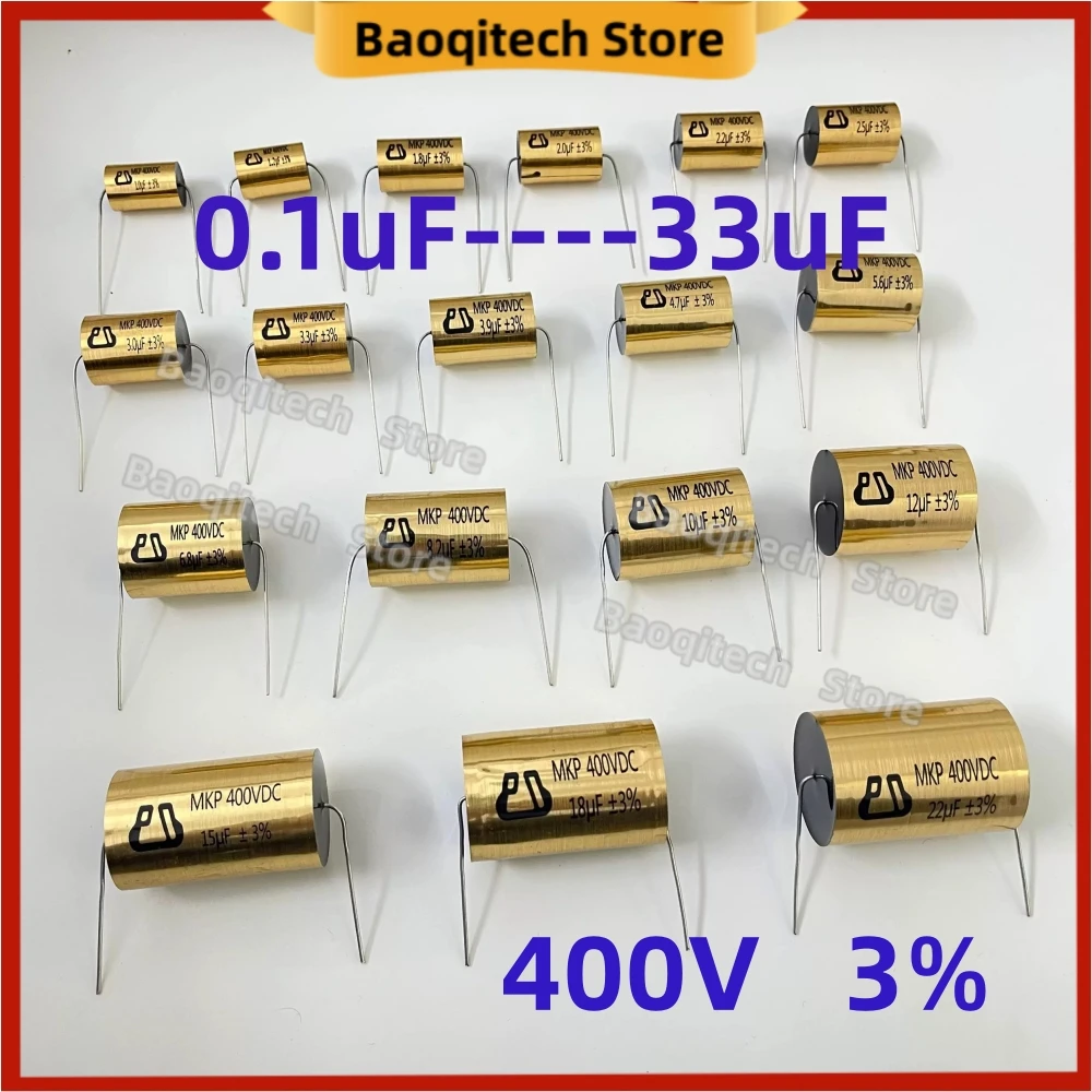 2pcs/lot non-polar capacitor 400V 0.1 0.22 0.33 0.47 uF ±3% MKP axial frequency division metalized polypropylene film capacitor