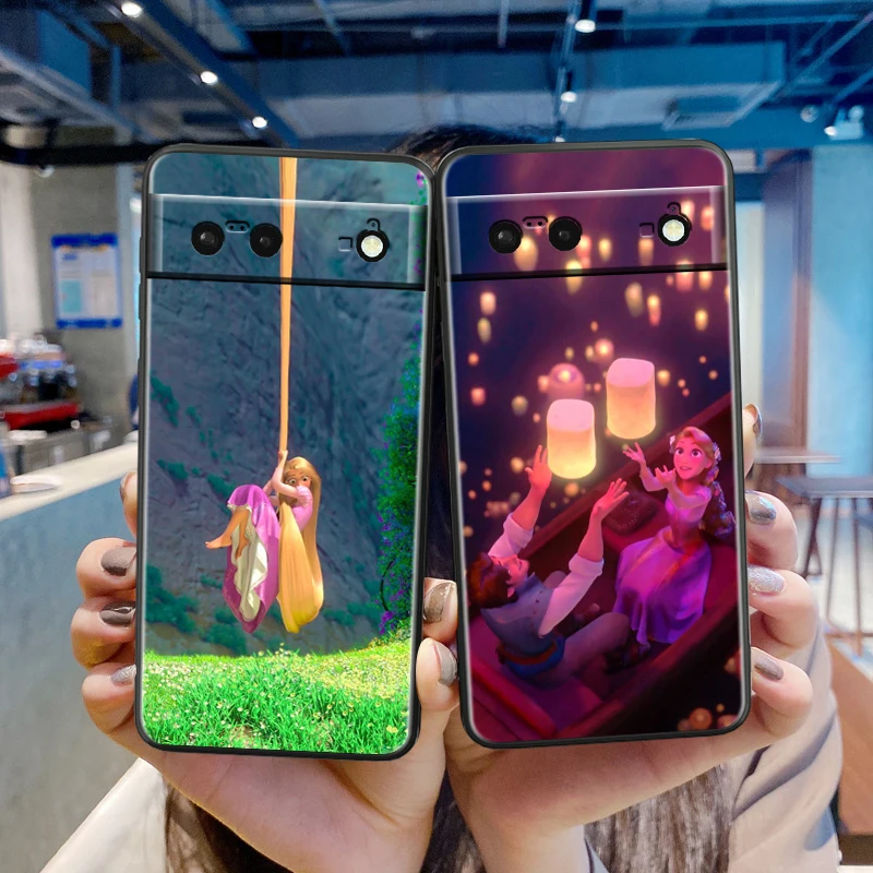 Rapunzel Tangled Disney For Google Pixel 9 8 7A 7 6A 6 5A 5 4 4A XL 5G Black Silicon Shockproof Shell Soft Phone Case