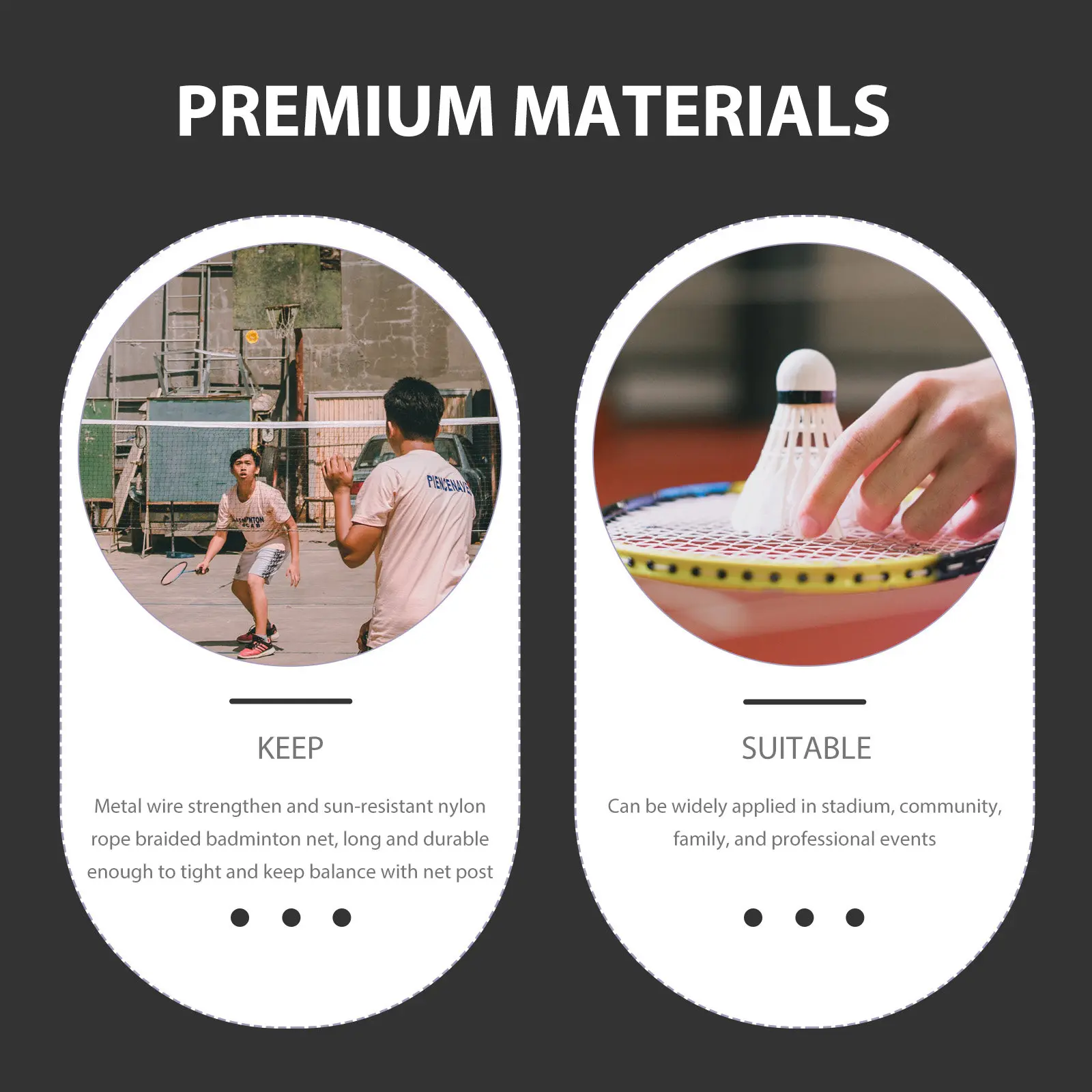 

Professional Badminton Net Portable 780x62cm Nylon Rope Braided Training Standard Outdoor Net for Backyard Community Family