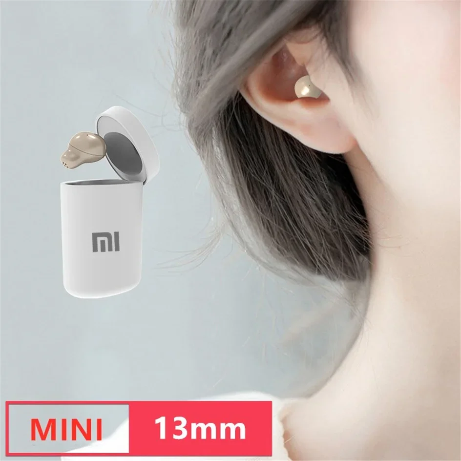 Xiaomi Headset Bluetooth, Headset nirkabel tidak terlihat TWS in-ear Headset Mini olahraga bebas genggam dengan mikrofon