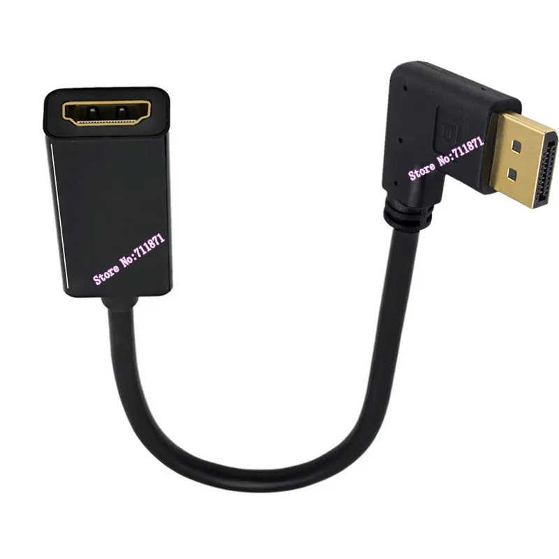 Right Angle DisplayPort to HDMI-compatible Adapter Cable Line For Desktop Laptop 90 Degree Elbow DP to HDMI-compatible Connector