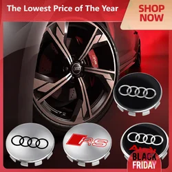 4PCS 60/63/68mm Car Wheel Center Hub Caps Cover Sticker Auto Accessories For AUDI S RS A3 A4 B8 8P 8V A6 A5 Q5 B7 B6 B9 Q7 A1 A7