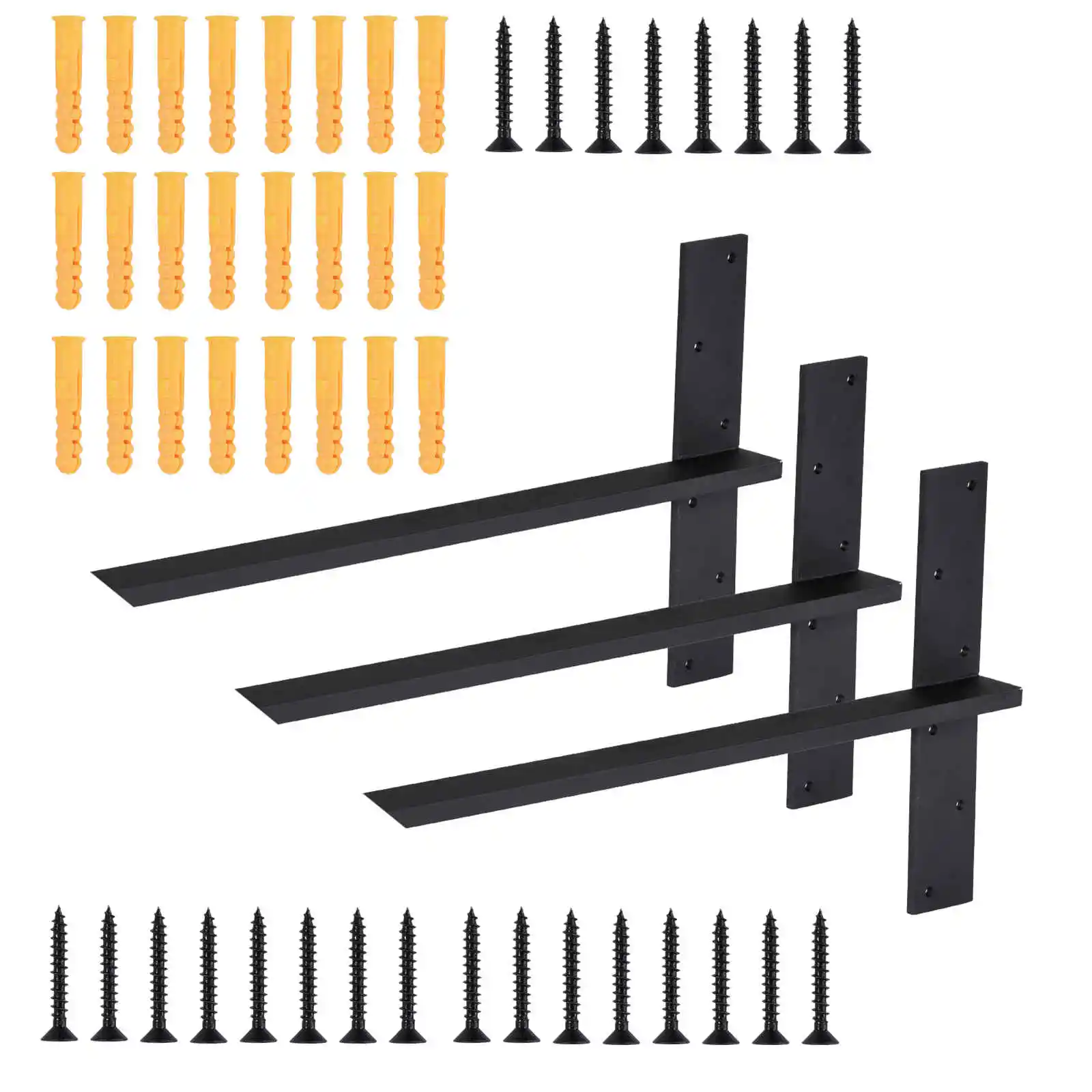 Staffe da 18 pollici per ripiani galleggianti, staffe per mensole galleggianti in acciaio resistente, supporto per scaffalature da parete moderne da 3 pezzi