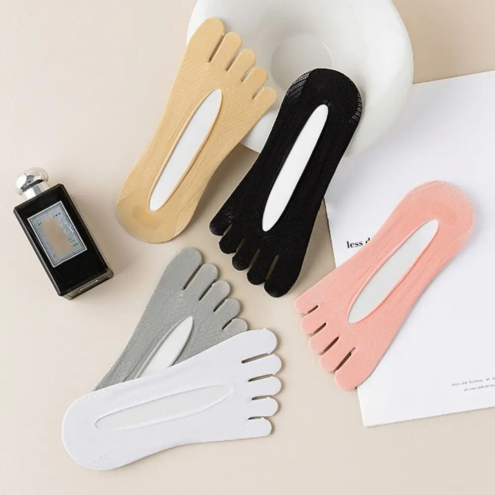 5 paires de chaussettes bateau Ultra-fines à cinq doigts, bonneterie antidérapante, chaussettes à bout fendu, invisibles, bouche peu profonde, maille peu profonde pour femmes