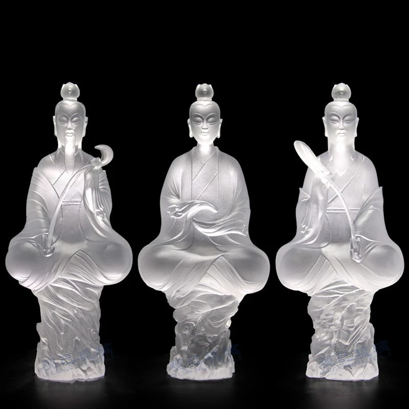 Cz ancient colored glaze three pure taoist god statue taoist yuan shi tianzun taoist tianzun living room desktop decoration
