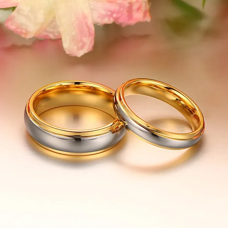 New Fashion Jewelry His & Her's Polishing Center Step Edge Tungsten Carbide Wedding Band Ring for Woman Men