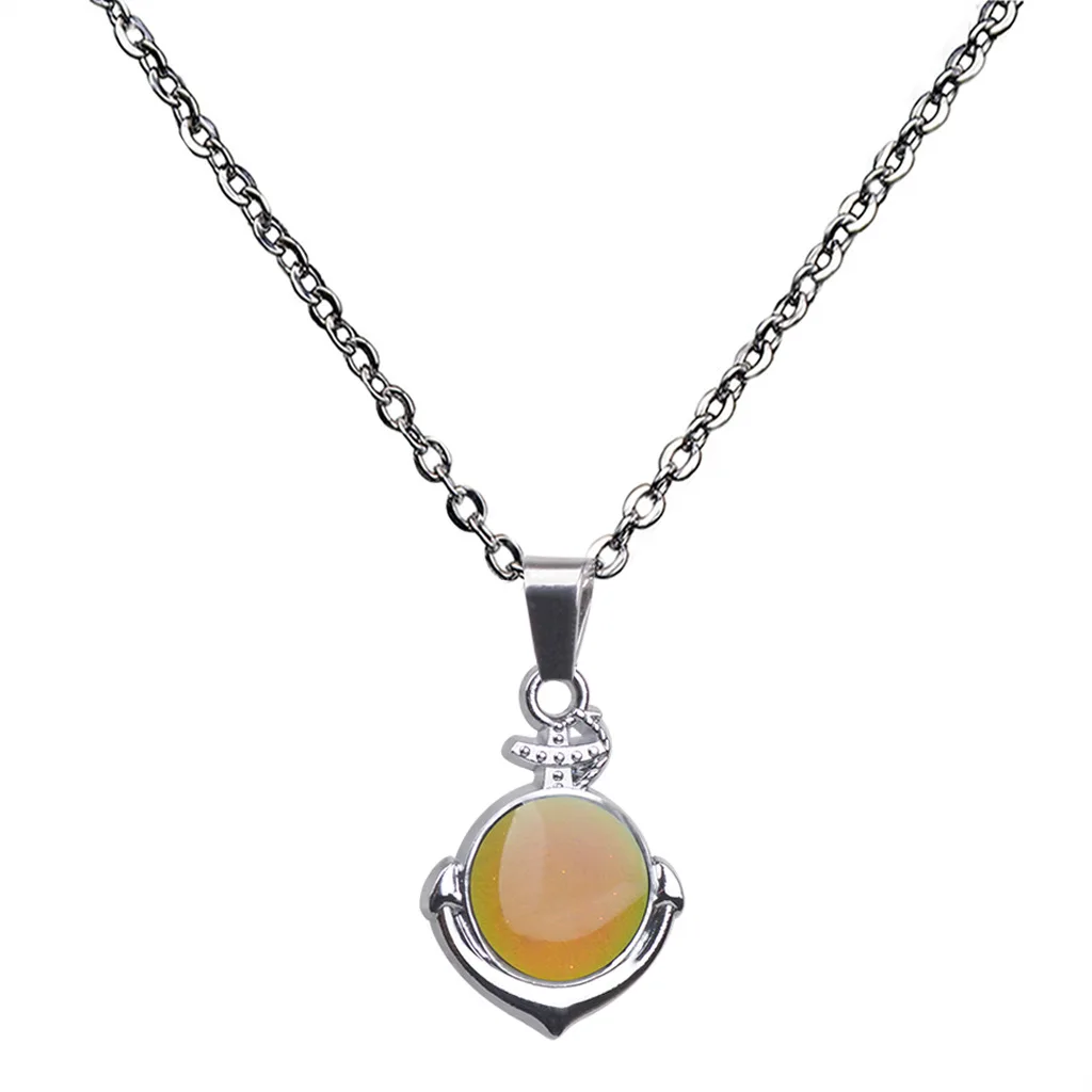 الأزياء مرساة قلادة درجة الحرارة تغيير لون المزاج قلادة الفولاذ المقاوم للصدأ سلسلة هالوين القوطية مجوهرات للنساء