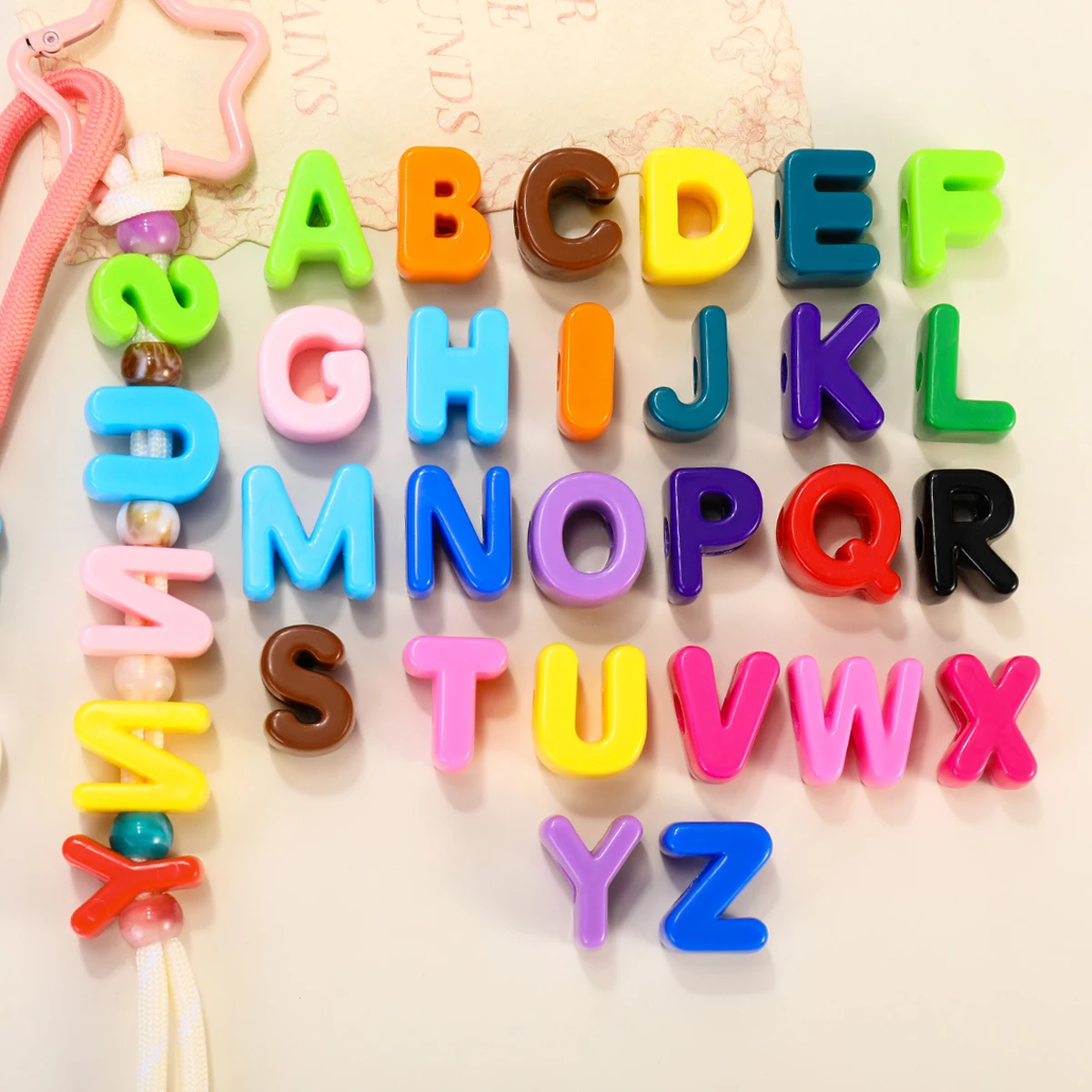 26pcs new acrylic A-Z English letter straight hole beading DIY casual shoe buckle handmade jewelry accessories holiday gifts