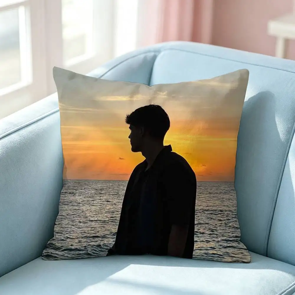 Football Star Pau Cubarsi Square Double-Sided printed Pillow Case Bedroom Bedside Pillow Sofa Cushion Cover