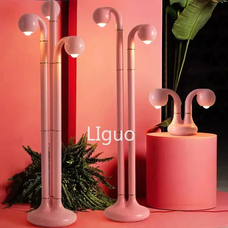 Pink Italian Floor Lamp Dimmable Multicolored Unique Office Traditional Aesthetic Led Lights Home Lampara Bedroom Decoratio