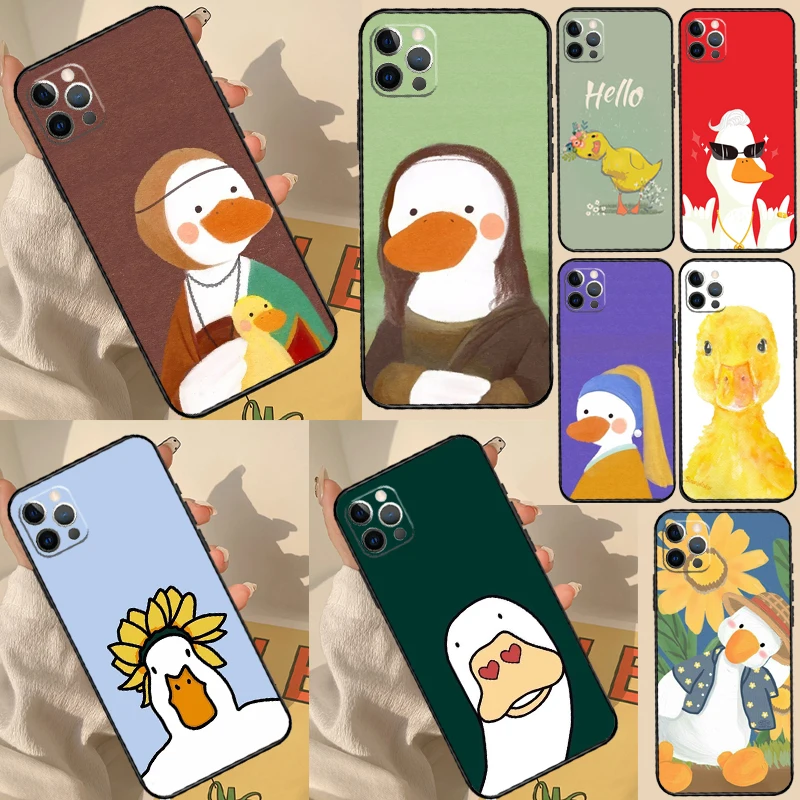 만화 귀여운 동물 오리 케이스 OnePlus 13R 12R 10R 13s 13 12 11 10T 8T Nord CE 4 3 2 Lite N10 N20 N30 Nord 5 커버용