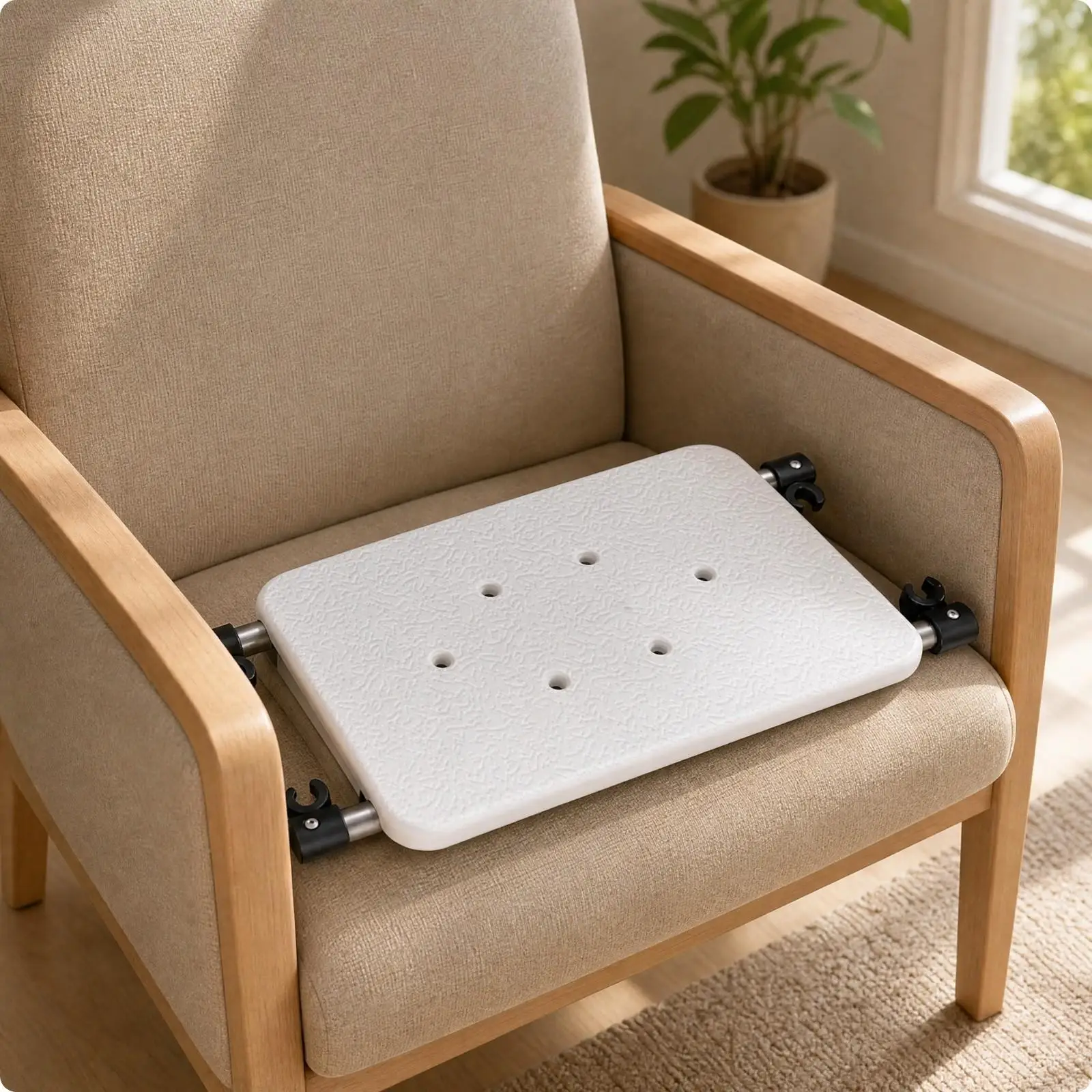 Space Saving Bath for seat Stainless Steel Shower Stool for Headrest Users with Secure Rails Fits Standard Mobility Frames