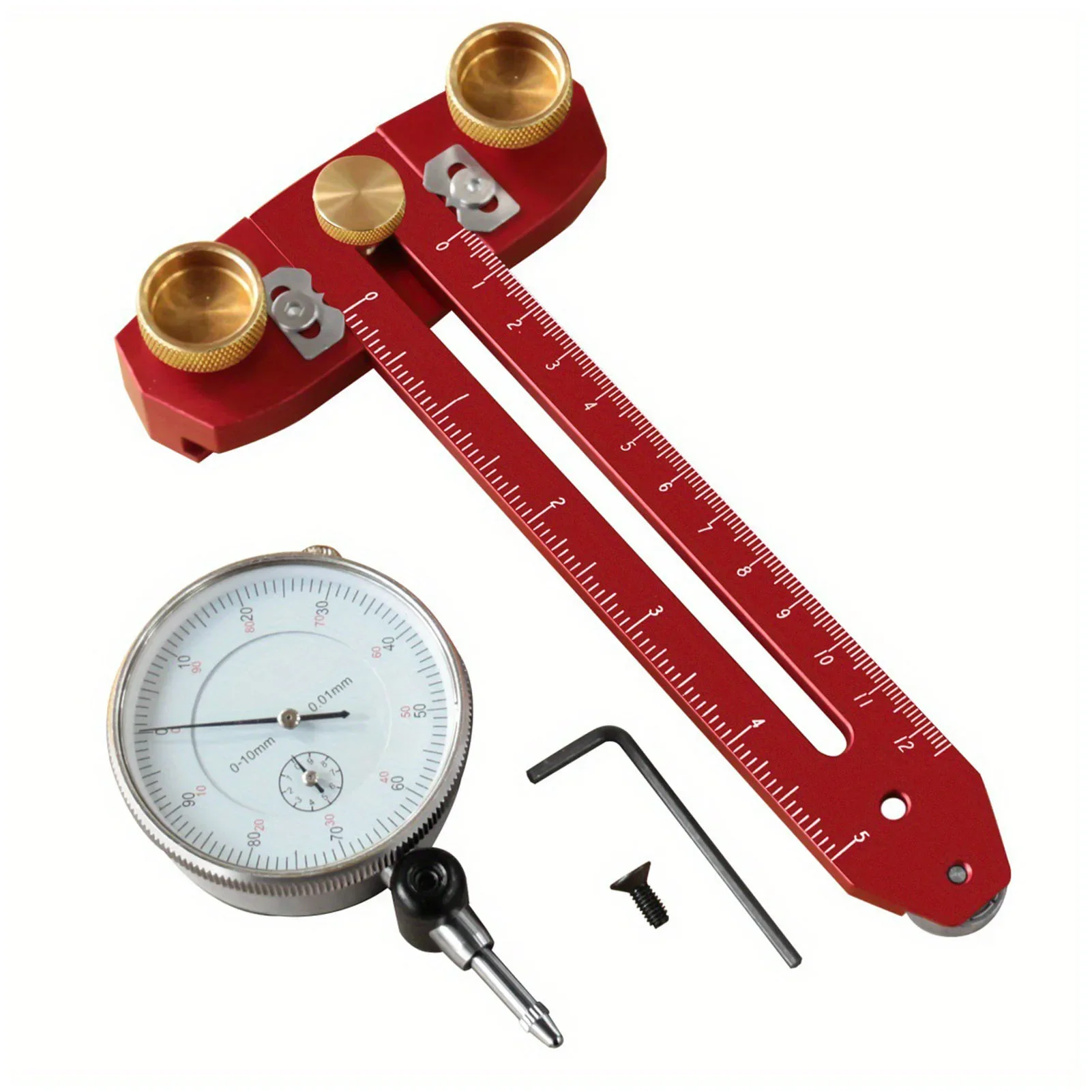 

Table Saw Alignment Gauge 0-10mm Indicator High Accuracy Saw Bench Calibration Locator 0-120mm for 3/8 X 3/4 inch T Slot Track