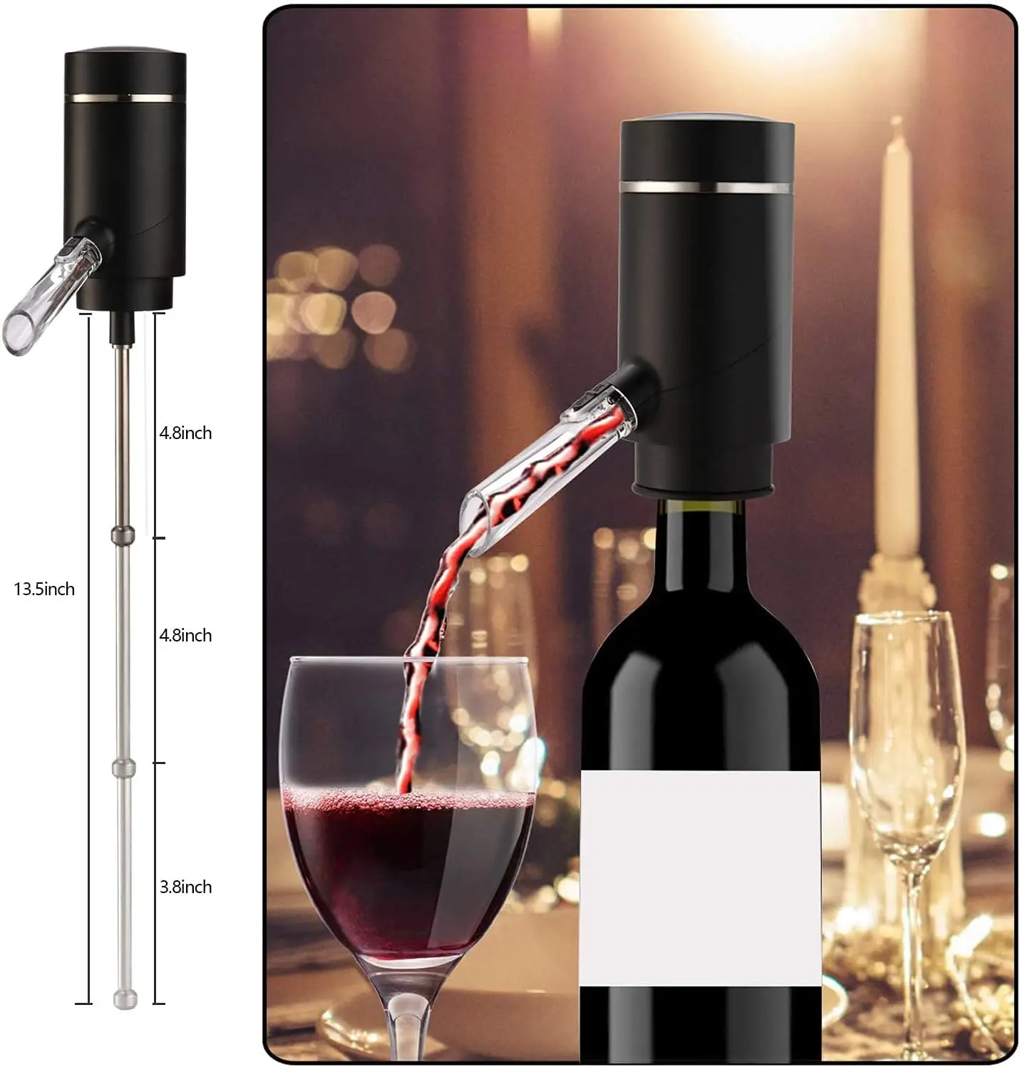 Intelligent Electronic Decanter and Rechargeable Wine Bottle Dispenser for Wine Accessories  USB Charge Type CLiqor Dispenser