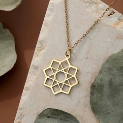 Kinitial 8 Points Star Mandala Pendant Octagram Necklace Sacred Geometry Charm Octagram Mandala Jewelry