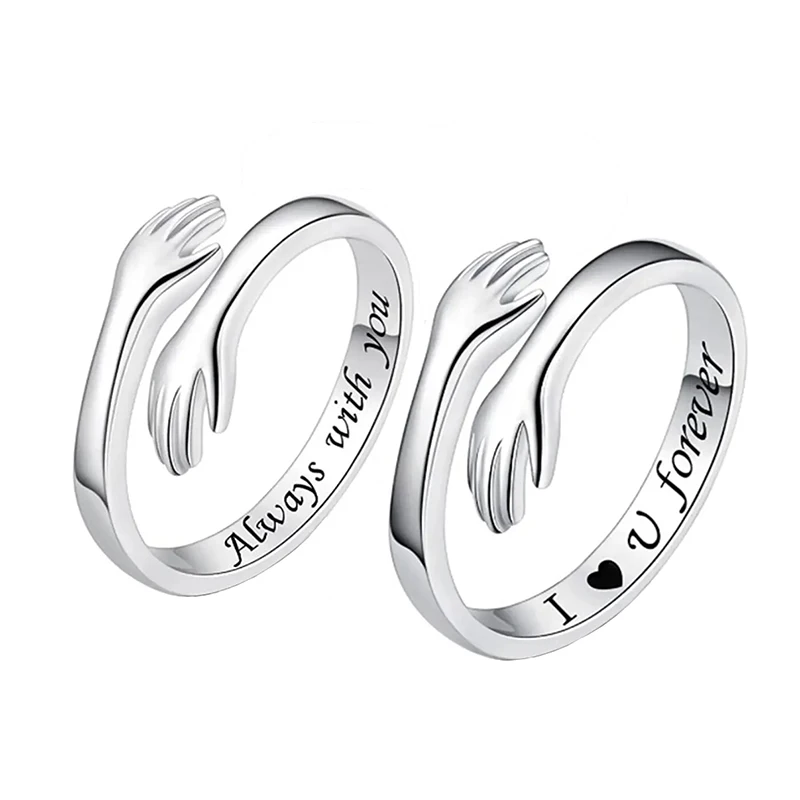 Romantic Hug Ring Silver Plated I Love You Forever Hugging Rings For Women Valentines Day Gift