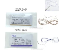 20/50 Uds suturas quirúrgicas dentales absorbibles GUT cristiano prueba escolar estéril PGA capa de ácido violeta sintético 75mm