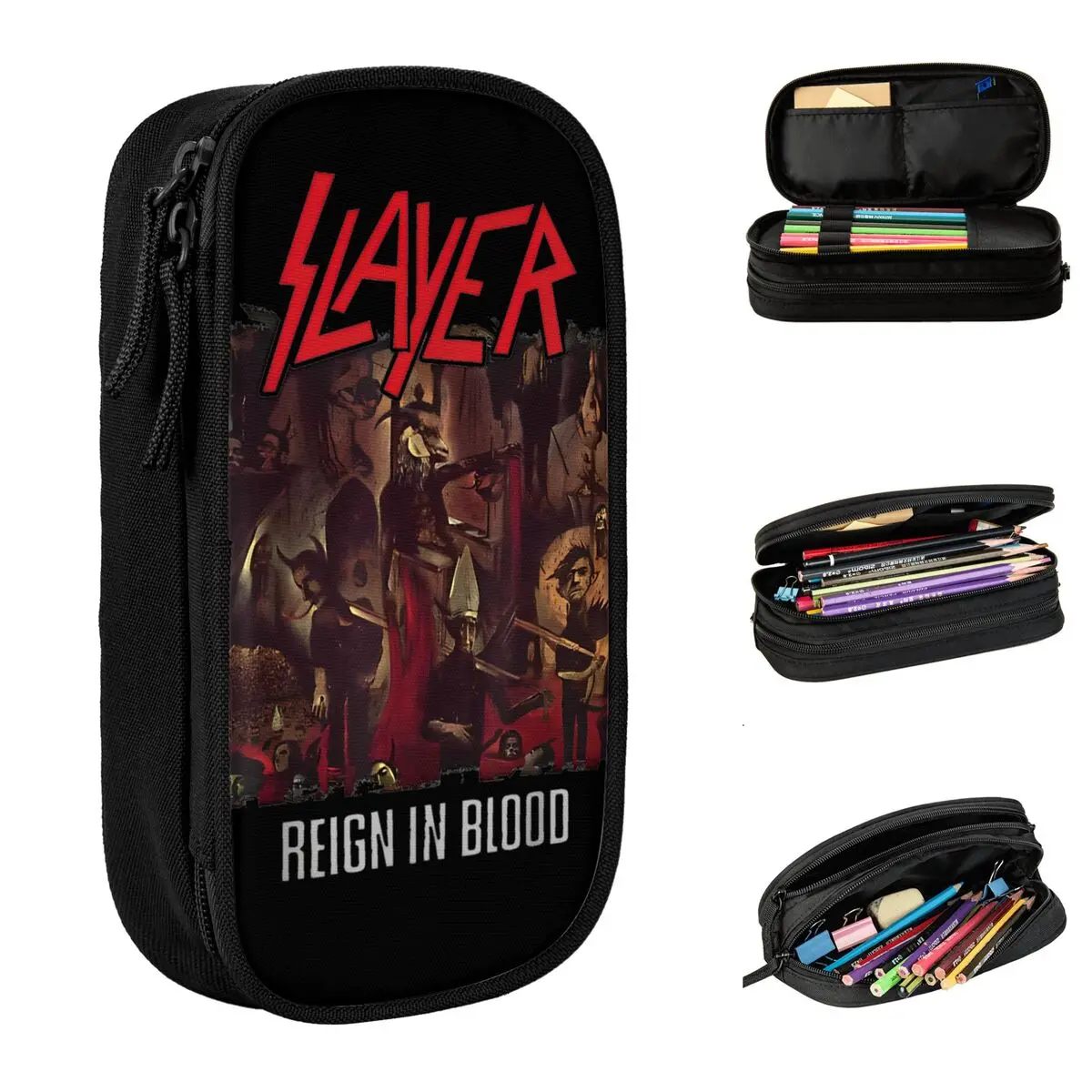 Slayers Band Retro Reign In Pencil Cases Pencilcases Pen Box for Student Big Capacity Bags School Supplies Gifts Stationery