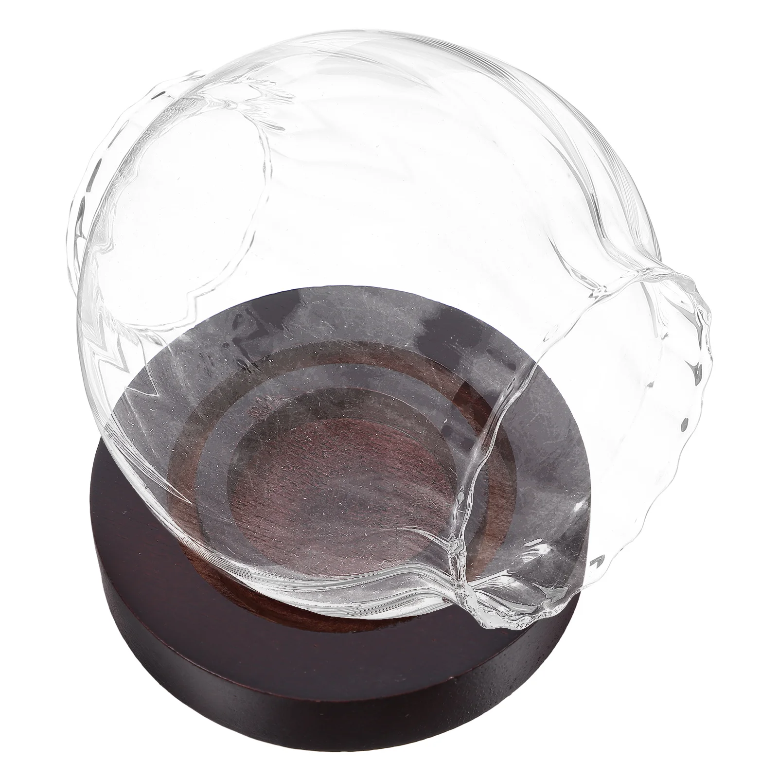 

1pc Glass Holder With Wood Base Clear Tealight Candlestick For Wedding Party Home Kitchen Living Room Decor