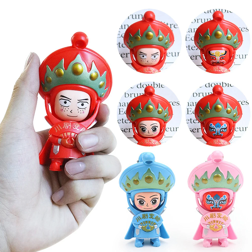 1 Pcs Funny Face-changing Sichuan Opera Dolls Chinese Traditional Folk Craft Sichuan Opera Keychain Action Figure Toys Gifts