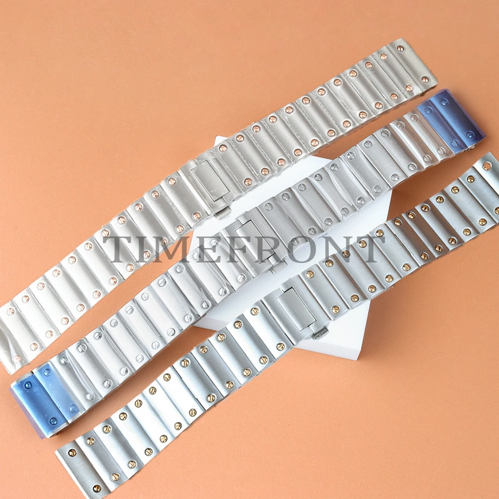 

Solid Stainless Steel Bracelet 21MM Width Watchband For Santos MOD Watch Case Replacement Accessories Folding Buckle Strap Part