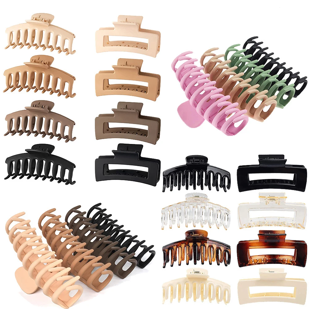 4/8Pcs/Set Women Vintage Plastic Hair Claws Hair Clips Headwear Large Claw Clip Crab Hairpin Fashion Hair Accessories Ornament