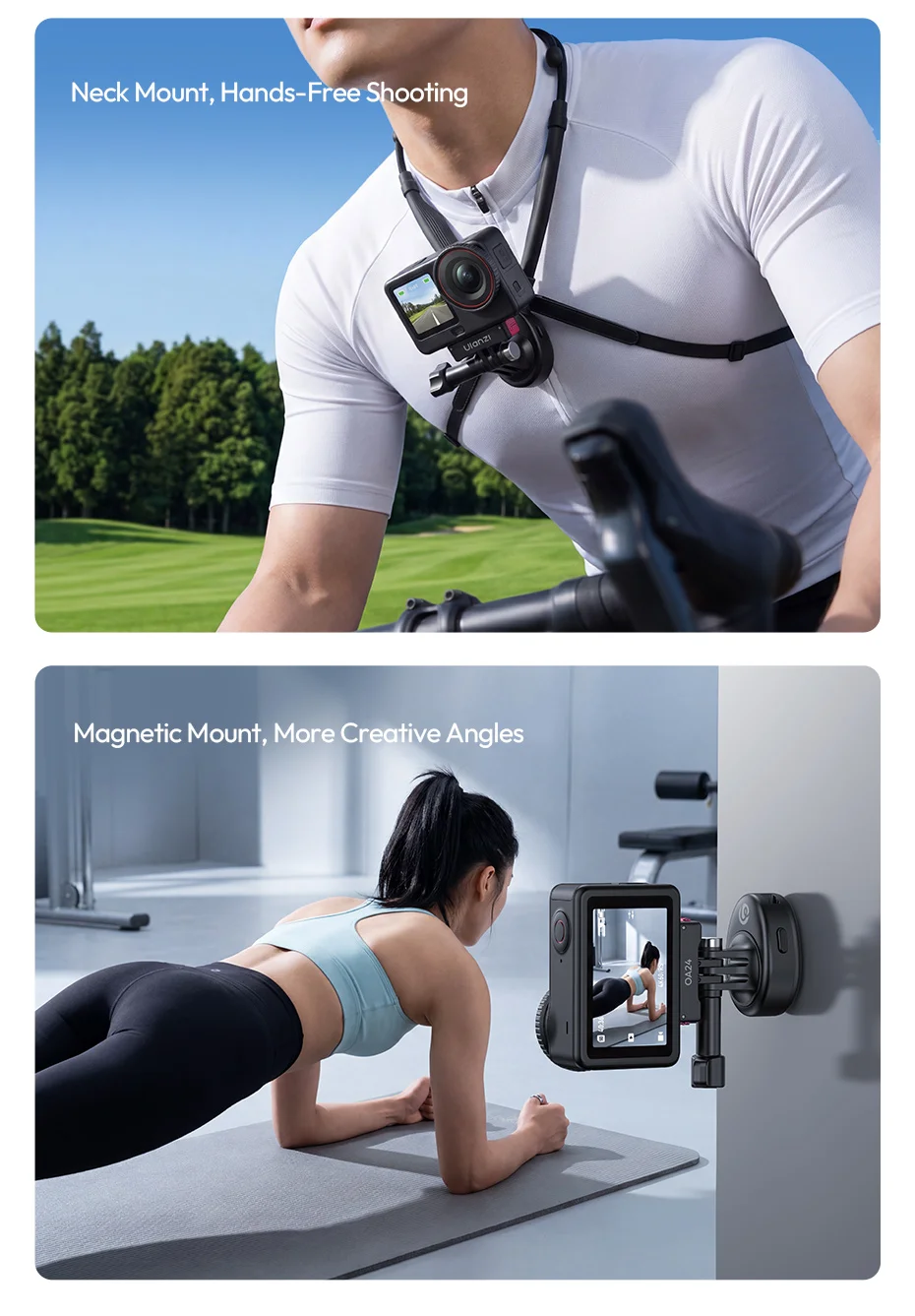 � Ulanzi ZJ09 Flexibler POV-Nackenhalter Magnetischer Verstellbarer Nackenhalter für Actionkameras für GoPro für DJI für Reise-Videos Vlog – Detail 6