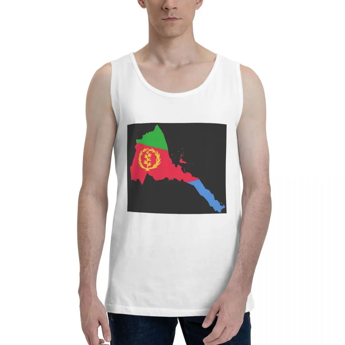 Flag Of Eritrea 100% Cotton Men's Sweatshirt Vest Sleeveless Clothing Tees Men Tank Tops T-shirt