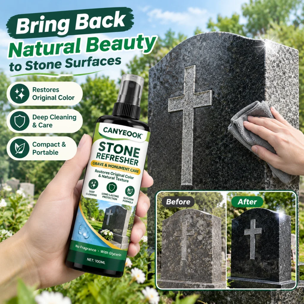 CANYEOOK Stone Refurbishing Care Spray 100ml Glycerin Unscented for Tombstone Memorial Stone Deep Clean Restore Color