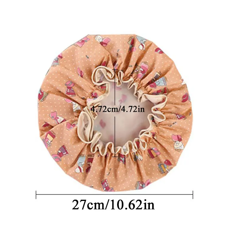 1Pcs Bathing Cap Cartoon Cute Double Layer Waterproof Polyester Cotton Hair Cover Multicolor Shower Hats Bathroom Products