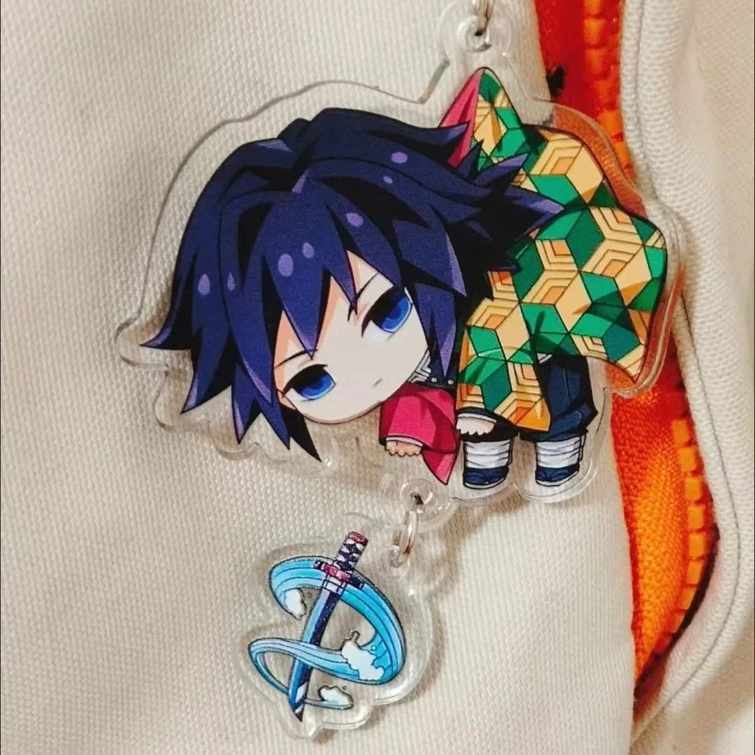 SSHOT 5pcs Demon Slayer Pendant Kimetsu No Yaiba Blade of Ghost Keychain Acrylic Bag Pendant Car Key Chain Gift Accessories gift