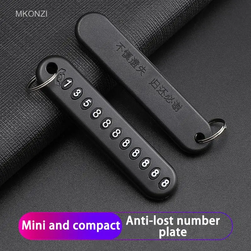 

NEW Anti-Lost Phone Number Plate Car Keychain Pendant Auto Vehicle Leather Bradied Key Chain Phone Number Card Keyring Universal