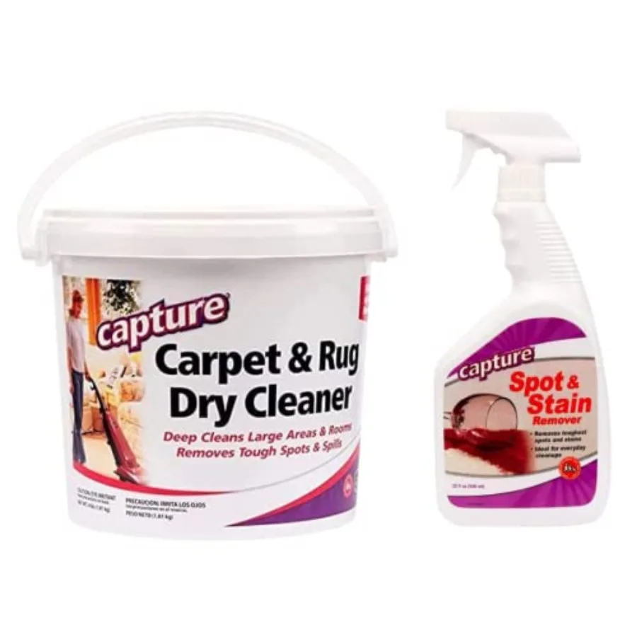 

Carpet and Rug Dry Cleaner w/Resealable lid 4 Pound and Spot and Stain Remover Carpet, Couch, Sofa Cleaner (32 oz) Bundle