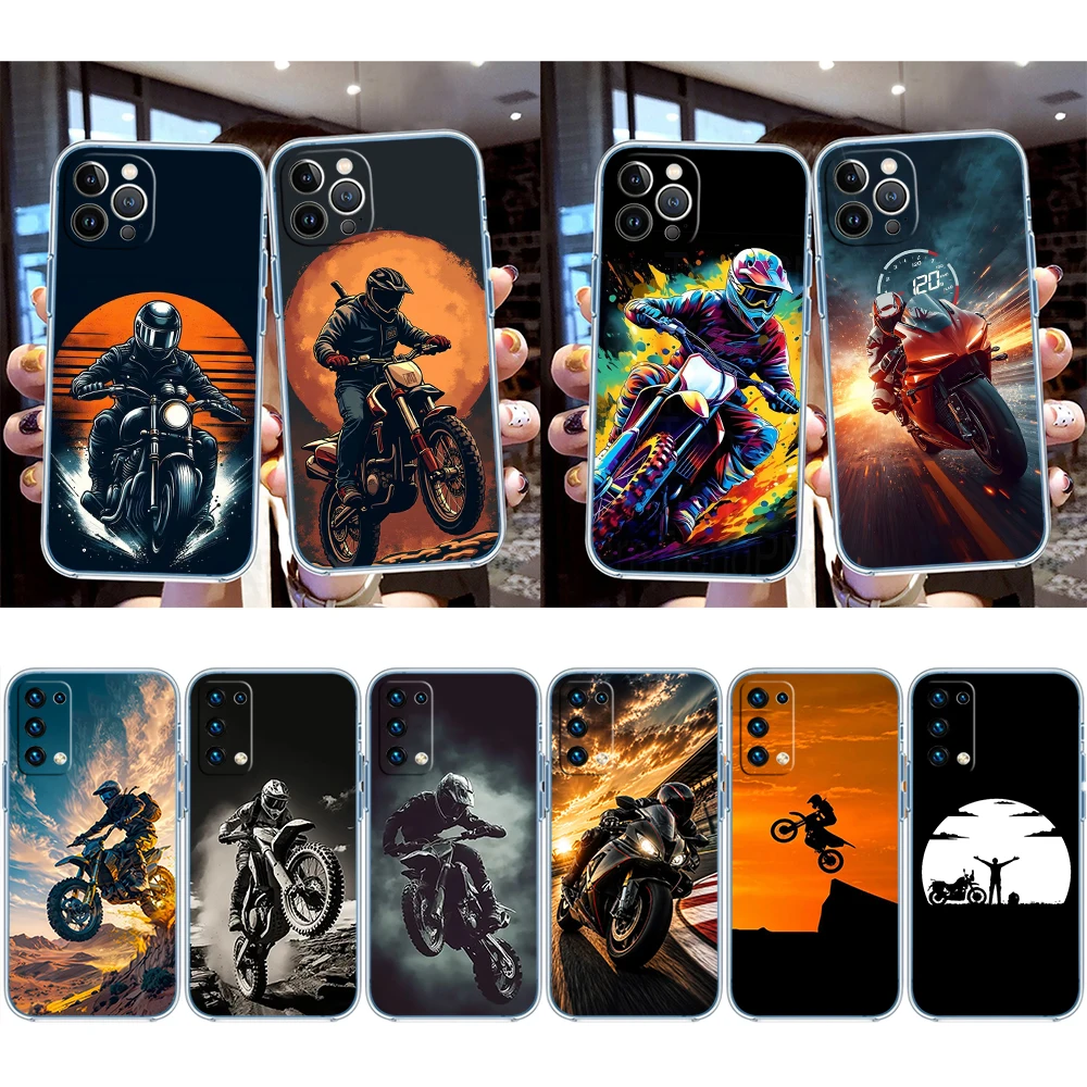 Motorcycle Extreme Speed Transparent Phone Case for Samsung Galaxy A04 A04S A14 A23 A34 A54 M23 M33 M52 M53