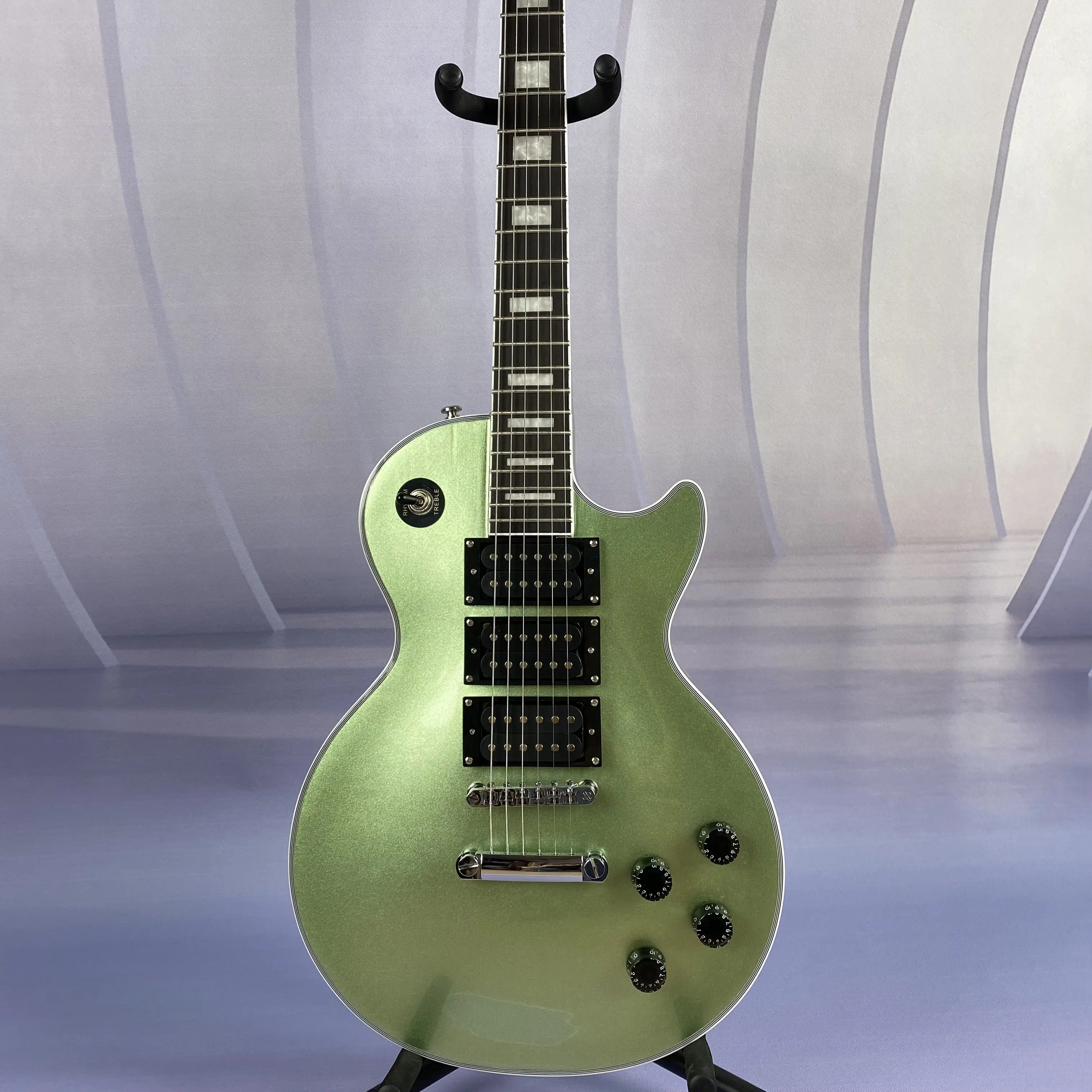 Brand New Metallic Light Green 6 String 3 Pickup Electric Guitar Ships From USA