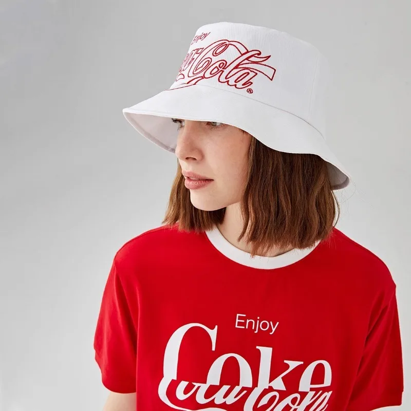 Cola Letter Pattern Embroidered Bucket Hat Unisex Wide Brim Sun Hat Lightweight Outdoor Casual Fisherman Cap Daily Streetwear
